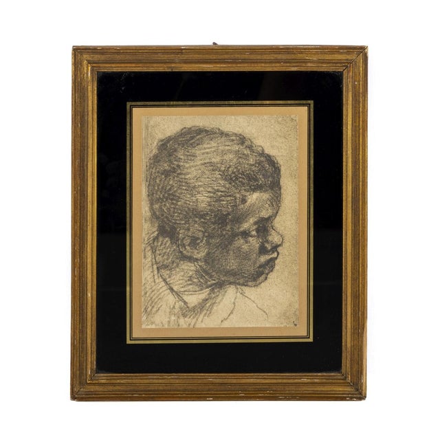 Man's Head, 1890s, Charcoal on Paper For Sale - Image 8 of 8