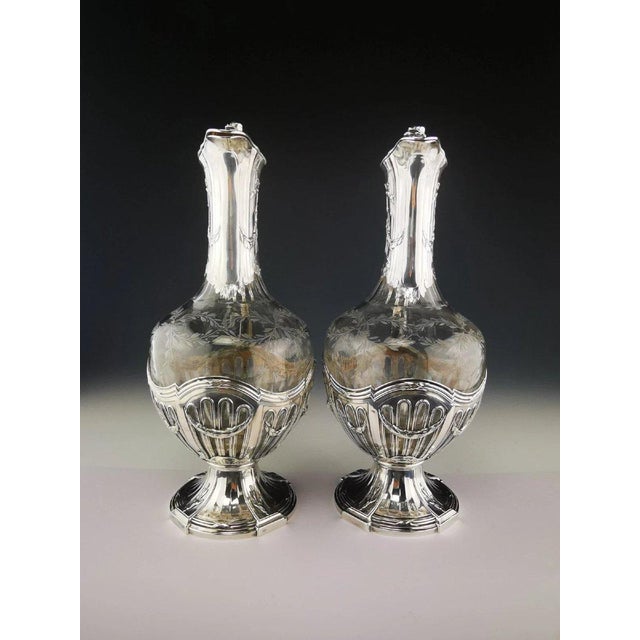 Silver 950 and Crystal Ewers from Puiforcat, Set of 2 For Sale - Image 4 of 13
