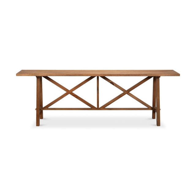 Nearly eight feet of pine wants proper support, with crossed supports at each end, joined by a stretcher. The natural...
