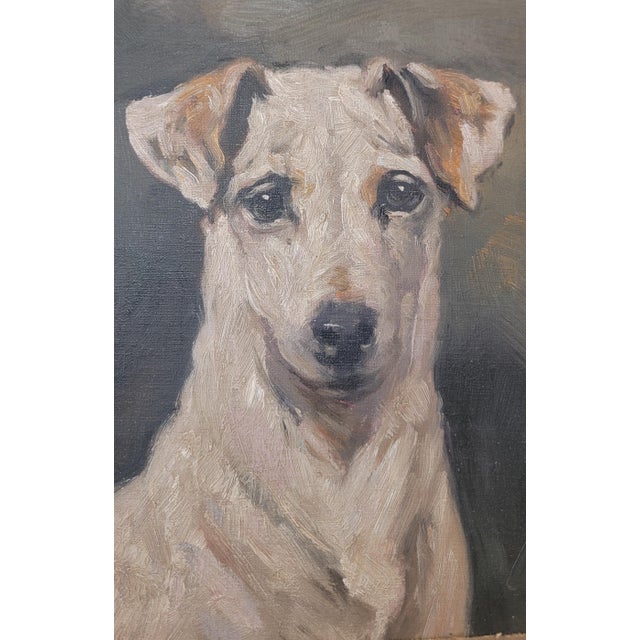 Vintage Terrier Dog oil Painting. Hand painted by on of he student at the London school of arts.