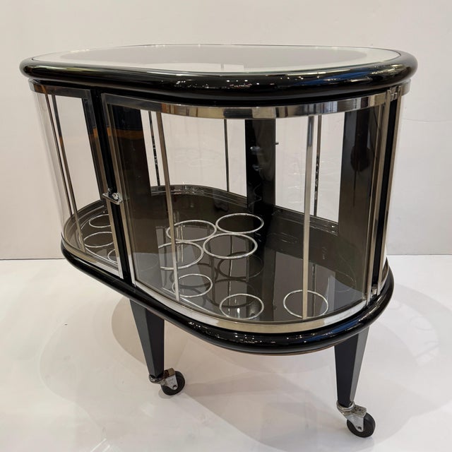 Mid-20th Century Modernist Ebonized Bar Cart For Sale In New York - Image 6 of 16