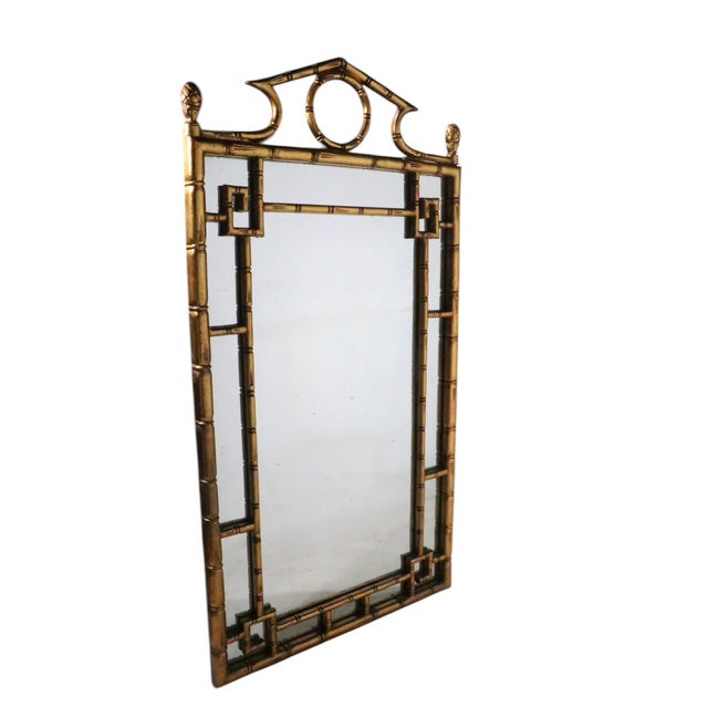Labarge Hollywood Regency Style Faux Bamboo Mirror C. 1970's For Sale - Image 4 of 9