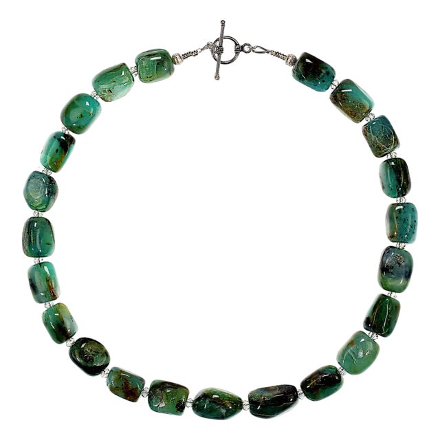 Ajd 19 Inch Blue-Green Peruvian Opal Nugget Necklace For Sale