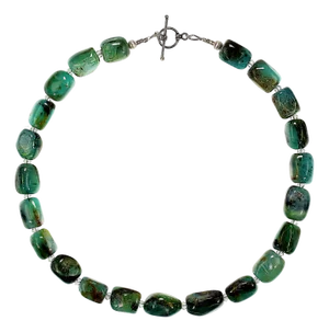 Ajd 19 Inch Blue-Green Peruvian Opal Nugget Necklace