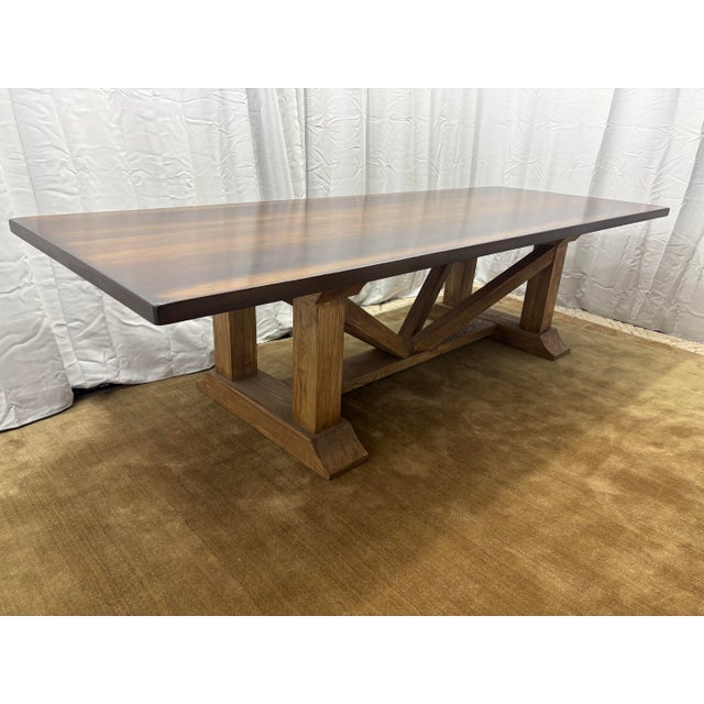 Arhaus Tuscany Dining Table — 118" Handcrafted in Italy | Solid Poplar Wood | Curated Trestle Base For Sale In Columbus - Image 6 of 18