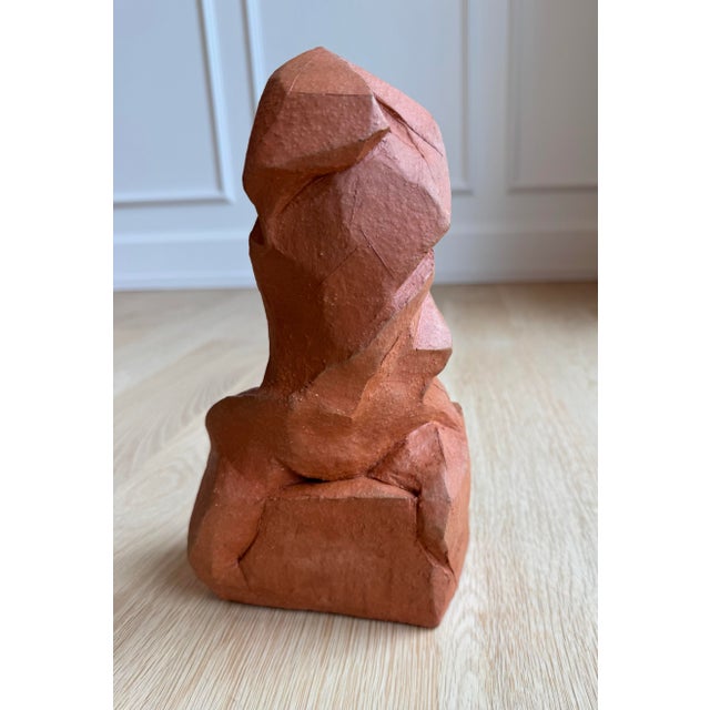 Ceramic Sueko Kawamura Signed Terracotta Abstract Figurative Sculpture, Cubist Style For Sale - Image 7 of 9
