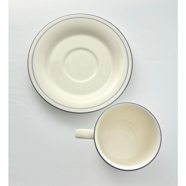Lenox 1990s Lenox “Blue Pinstripes (For the Blue)” 8 Tea Cups & Saucers - 16 pcs For Sale - Image 4 of 6