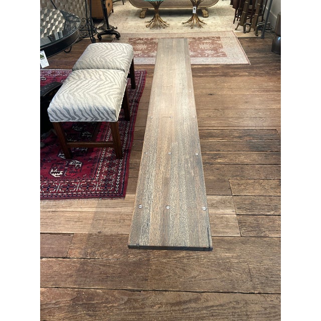 Custom Industrial Flooring Dining Table With Modern Wishbone Steel Legs For Sale - Image 11 of 16
