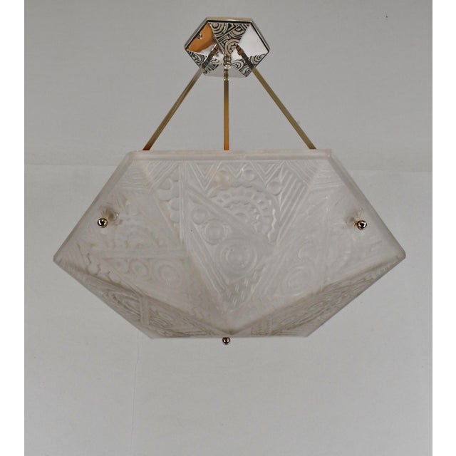Art Deco French Art Deco Pendant Light by Le Verre Artistique Di Lauro - 1930 Chandelier France For Sale - Image 3 of 9