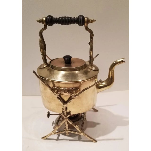 Antique 1890 Victorian Brass & Copper Spirit Kettle For Sale - Image 6 of 12
