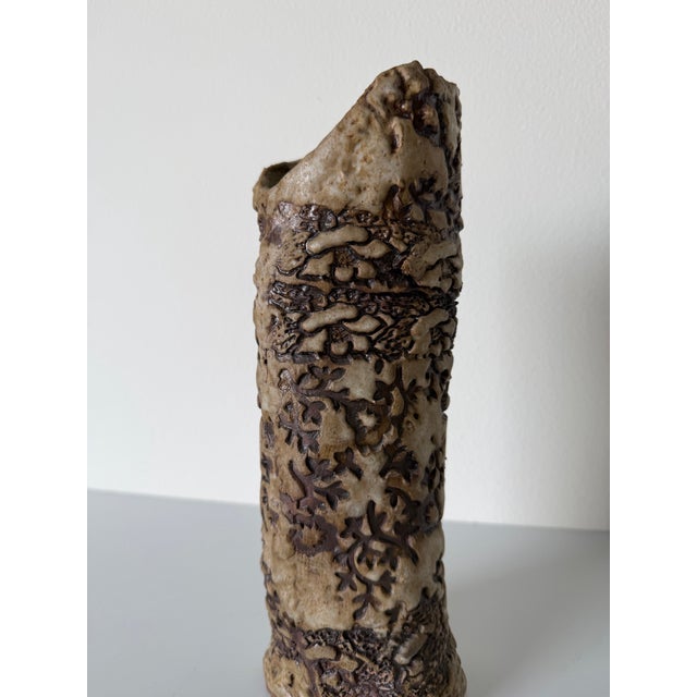 1980s 1980’s Vintage Organic Studio Pottery Sculptural Brutalist Texture Vase, Unsigned For Sale - Image 5 of 10