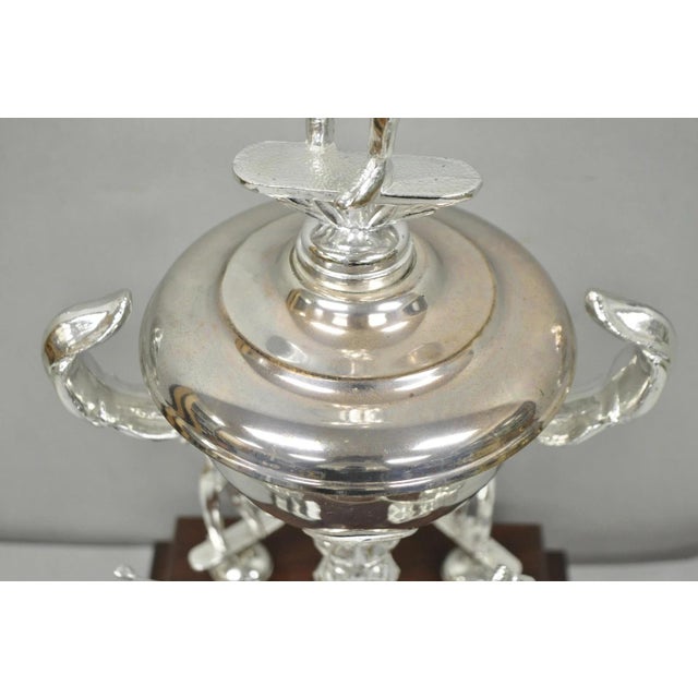 Silver Vintage 1970s Silver Metal & Wood Figural Golf Trophy Award Cup John Sanzari For Sale - Image 8 of 14