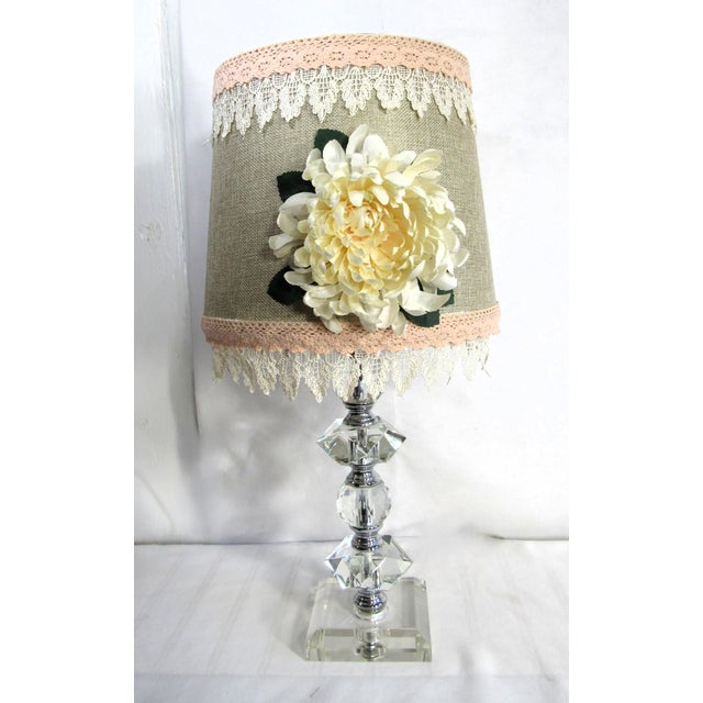 Vintage Glass Ball Lamp + Shabby Chic Shade For Sale - Image 12 of 15