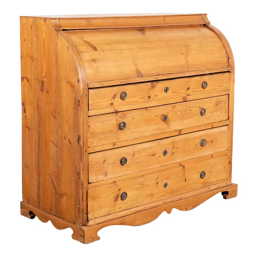 Antique Pine Roll Top Desk Bureau From Sweden Circa 1840 Chairish