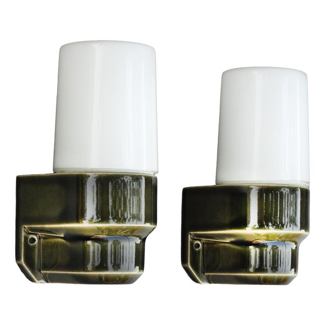 Mid-Century Modern Swedish 6081 Porcelain Wall Lights from Ifö, 1970s, Set of 2 For Sale