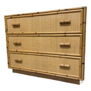 Late 20th Century Bielecky Brothers Cane Rattan Bamboo Chest For Sale