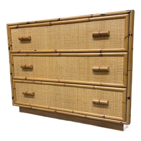Late 20th Century Bielecky Brothers Cane Rattan Bamboo Chest For Sale