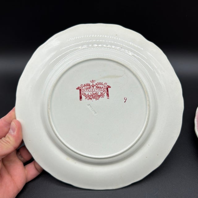A Pair of Antique Staffordshire "Palestine" Pink Transfer Decorated Plates, 1830’s For Sale - Image 6 of 12