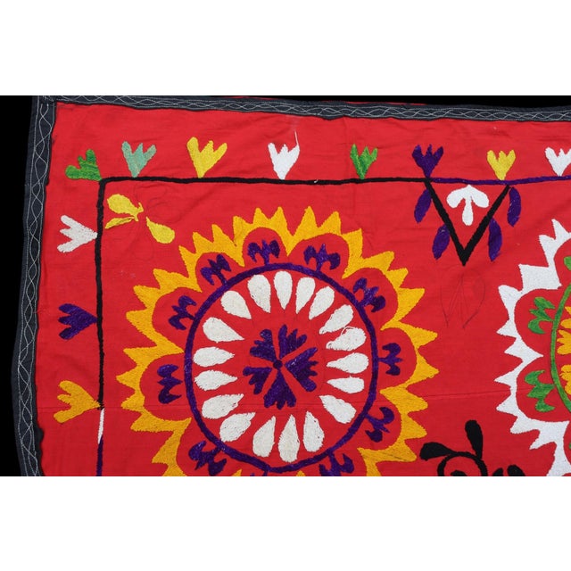 Vintage Hand Embroidered Suzani Wall Hanging, 1920s For Sale - Image 12 of 18