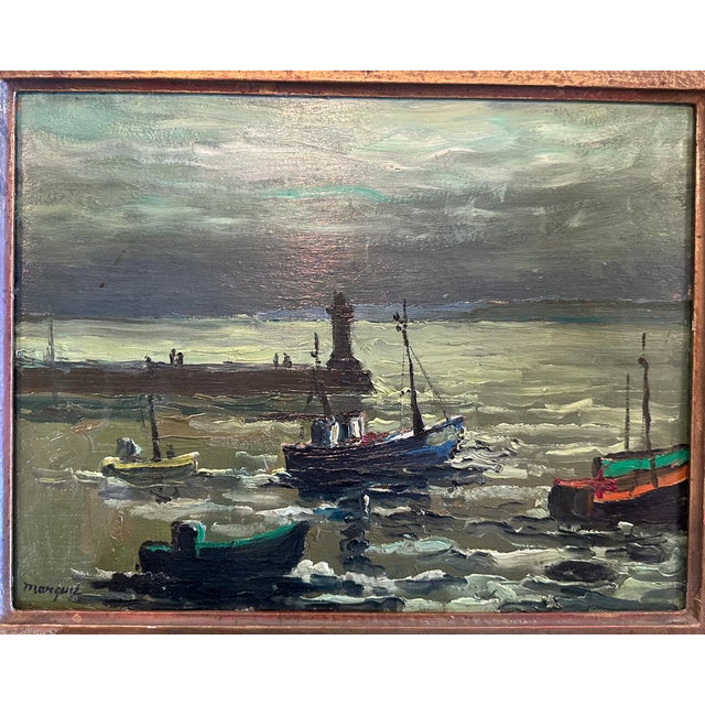 This is an antique oil painting on wood panel by the famed Impressionist French artist, Albert Marquet (1875-1947). It is...