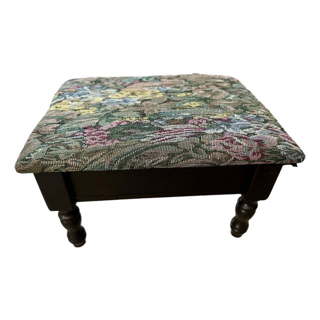 Vintage Late 20th Century Wood Foot Stool With Storage For Sale