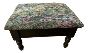 Vintage Late 20th Century Wood Foot Stool With Storage