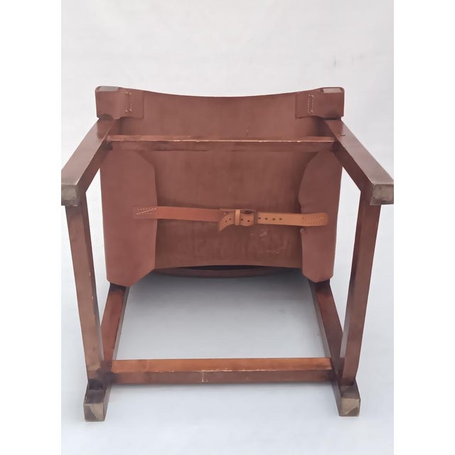 Wood Spanish Wood and Leather Chair, 1960s For Sale - Image 7 of 10