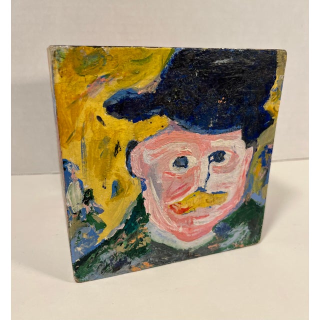 Vintage Oil on Wooden Cube Reproduction of André Derain Famous Artworks 6" X 6" For Sale - Image 4 of 10