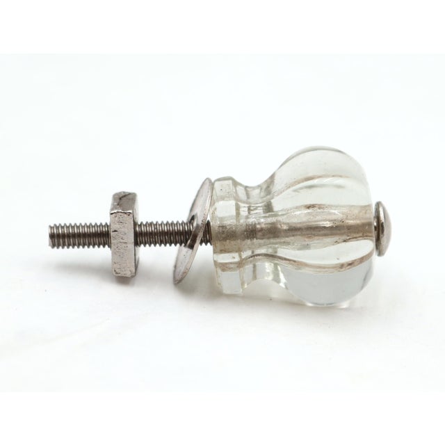Mid 20th Century Vintage 0.875 In. Hexagon Glass Cabinet Drawer Knob Set For Sale - Image 5 of 5