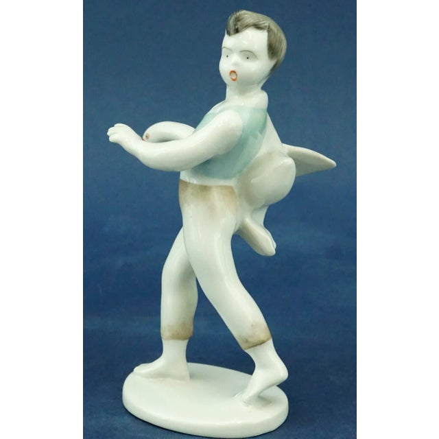 20th Century Porcelain Sculptures of 4 Children from Hollohàza Manufactory, Aquincum, Hungary, Mid-1950s, Set of 4 For Sale - Image 9 of 18