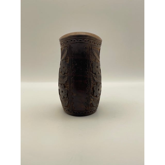 Early 20th Century Folk Art Carved Wooden Jar For Sale In Jacksonville, FL - Image 6 of 6
