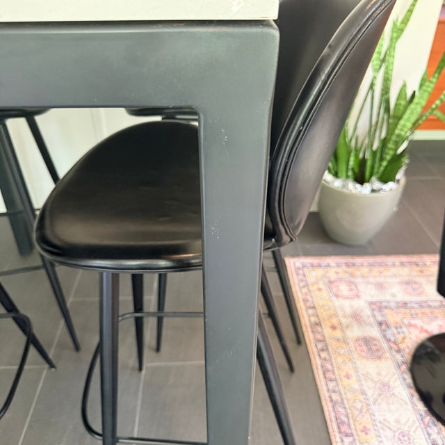 Tall Room & Board Parsons Table With 4 Leather Room & Board Bar Stools For Sale - Image 9 of 13
