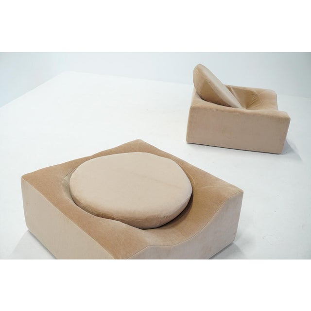 Textile Modernist Lounge Chairs, France, 1970s, Set of 2 For Sale - Image 7 of 10