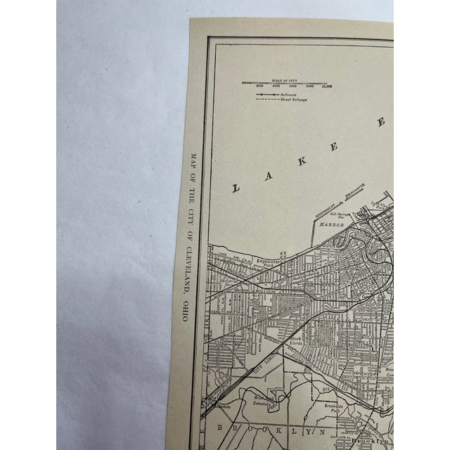 Early 1920s map of Cleveland Ohio measuring about 9.5”x11.25”. There is discoloration to paper consistent with age. Some...