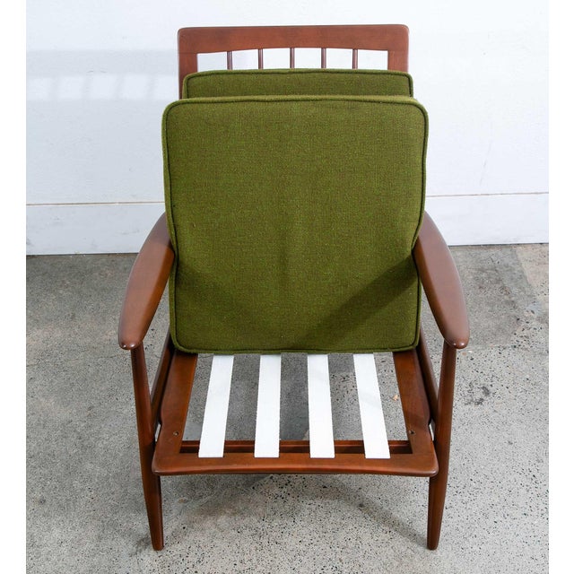 1960s Mid Century Danish Modern Lounge Chair Armchair Green Arms MCM Denmark Highback For Sale In Sacramento - Image 6 of 12