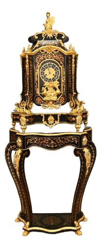 French Boulle Style Mantel Clock with Pedestal Stand