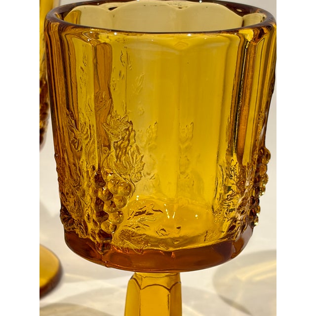 Westmorland Vintage Westmoreland Golden Sunset Amber Goblets MCM - Set of 6 For Sale - Image 4 of 7