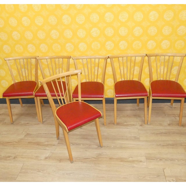 Kitchen Chairs in Red, Set of 6 For Sale - Image 15 of 15