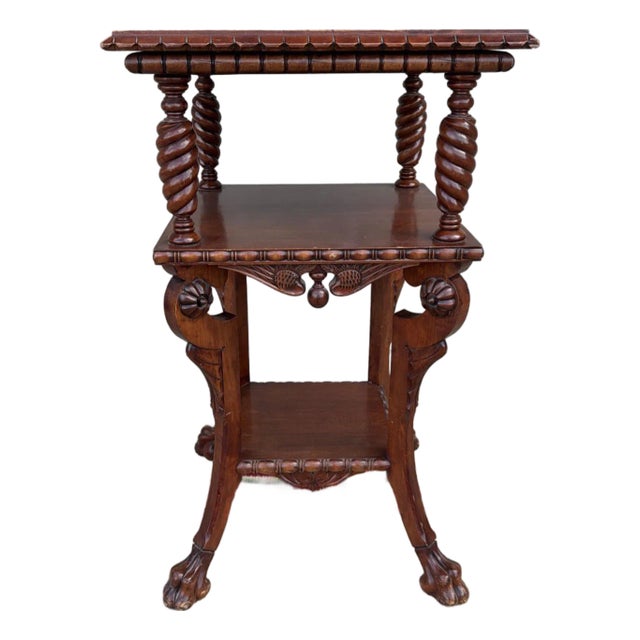 Antique Carved Cherry Wood Side Table, Aesthetic Period, Circa 1890 For Sale