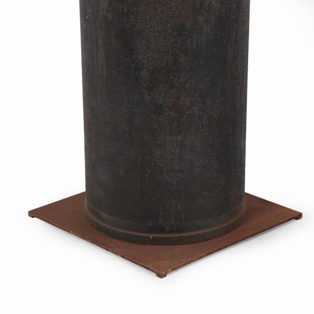 A Large Pair of 1960s Dimpled Iron Industrial Cyclinders Fitted to Be Lamps For Sale In Greensboro - Image 6 of 6