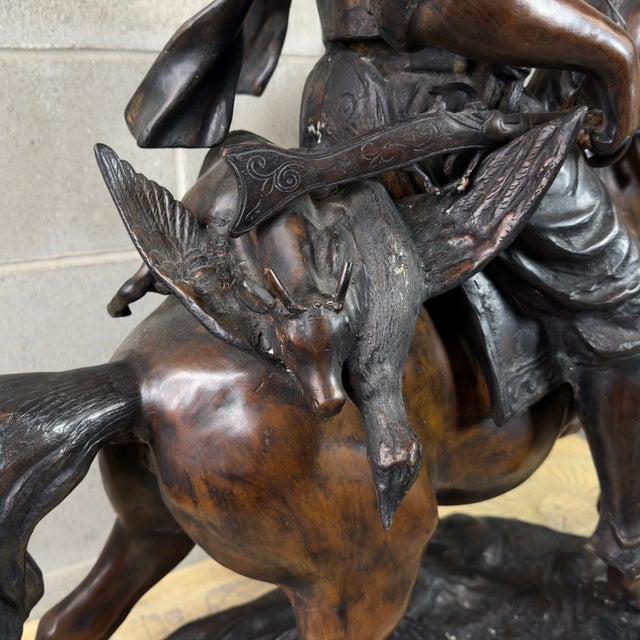 De Martino, Large Sculpture of Hunter on Horseback, 20th Century, Bronze For Sale - Image 10 of 18