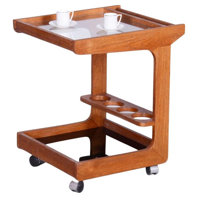 Mid-Century Trolley in Mahogany and Glass, Czechia, 1960s For Sale - Image 12 of 12