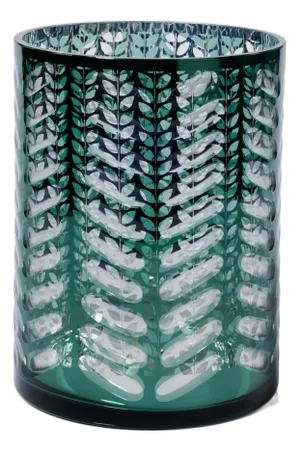 Green Metallic Glass Hurricane Candle Holder, 9.5"
