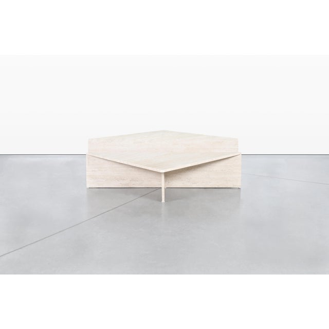 Vintage Italian Modern Two-Piece Travertine Coffee Table by Up & Up, 1970s For Sale - Image 4 of 12