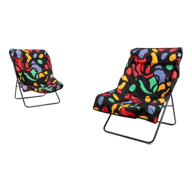 Set of Foldable Pop Art Lounge Chairs, 1990s For Sale