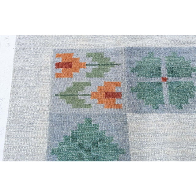 Textile Doris Leslie Blau Mid-Century Swedish Geometric Light Gray Flatweave Wool Rug For Sale - Image 7 of 9
