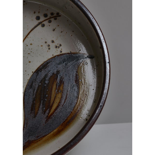 Ceramic Large Floral Stoneware Bowl attributed to Søholm Pottery, Denmark, 1970s For Sale - Image 7 of 14