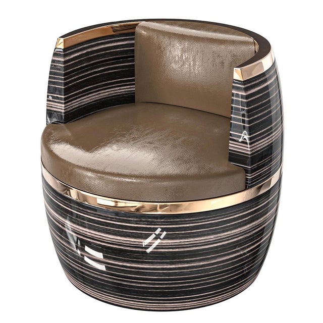 "L'uovo" Club Chair with Bronze Details, Hand Crafted Bizimyer Furniture. Unmatched. Unrivalled. Designed by Hasan Samet...