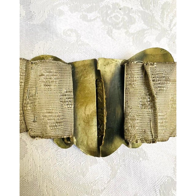 1910s Antique 1910’s Gold Lamé Belt Amber Color Glass Buckle For Sale - Image 5 of 5