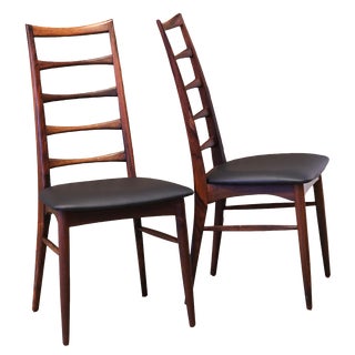 Vintage Chair in Rosewood and Black Leather by Niels Koefoed for Koefoeds Møbelfabrik, 1960s, Set of 4 For Sale